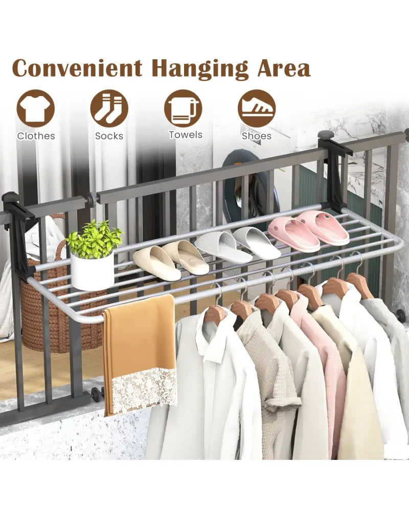 Portable Clothes Drying Rack Extendable Radiator Clothes Airer with Robust Aluminum Frame - Drying Racks