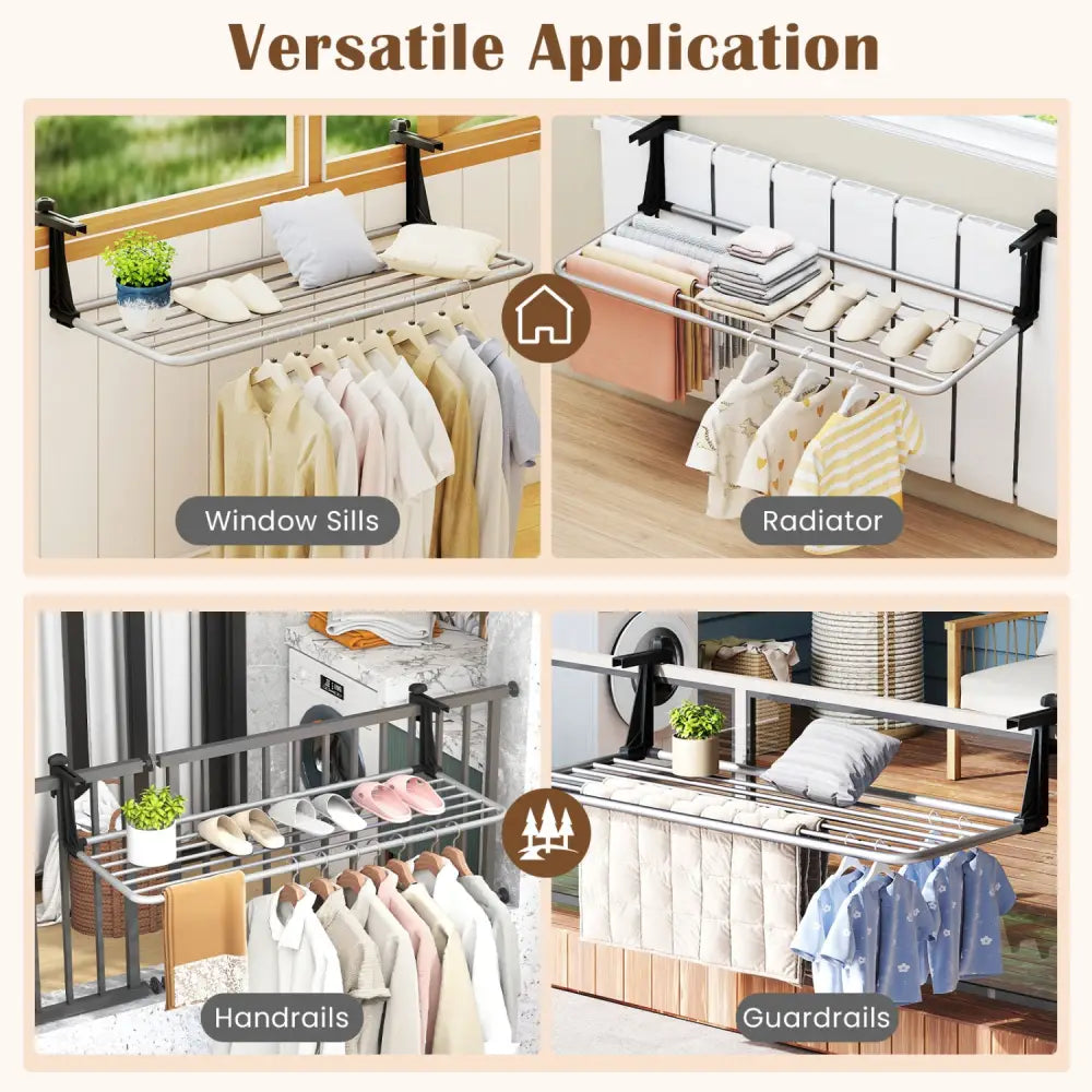 Portable Clothes Drying Rack Extendable Radiator Clothes Airer with Robust Aluminum Frame - Drying Racks