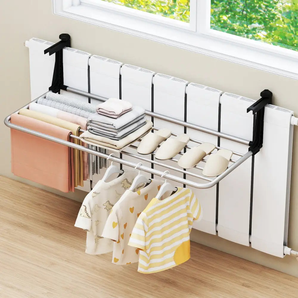 Portable Clothes Drying Rack Extendable Radiator Clothes Airer with Robust Aluminum Frame - Drying Racks
