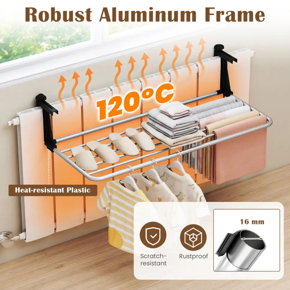 Portable Clothes Drying Rack Extendable Radiator Clothes Airer with Robust Aluminum Frame - Drying Racks