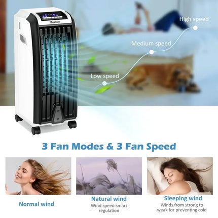 Portable Evaporative Air Cooler with 3 Wind Modes and Timer for Home Office Costway
