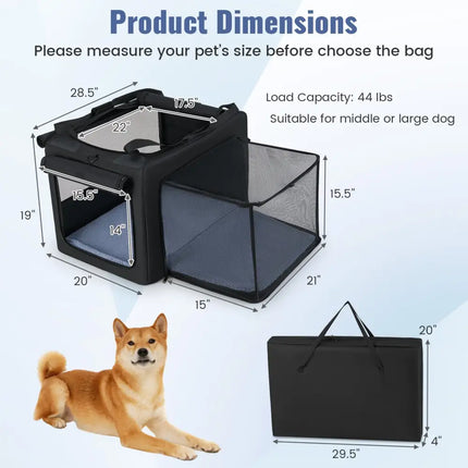 Portable Foldable Pet Carrying Bag with 2 Openings and Comfy Cushion - M - Oasis Home Essentials