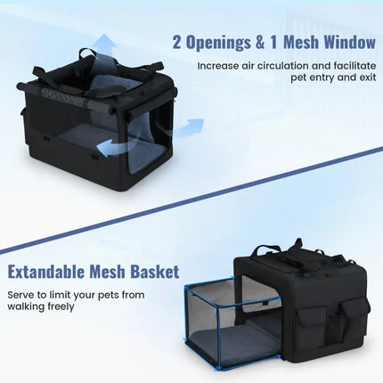 Portable Foldable Pet Carrying Bag with 2 Openings and Comfy Cushion - S - Oasis Home Essentials