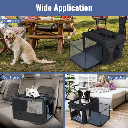 Portable Foldable Pet Carrying Bag with 2 Openings and Comfy Cushion - M - Oasis Home Essentials