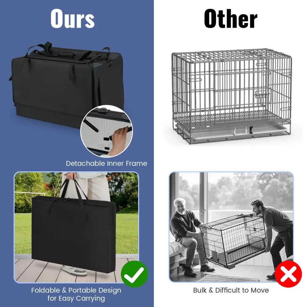 Portable Foldable Pet Carrying Bag with 2 Openings and Comfy Cushion-M - Black - Dog Supplies