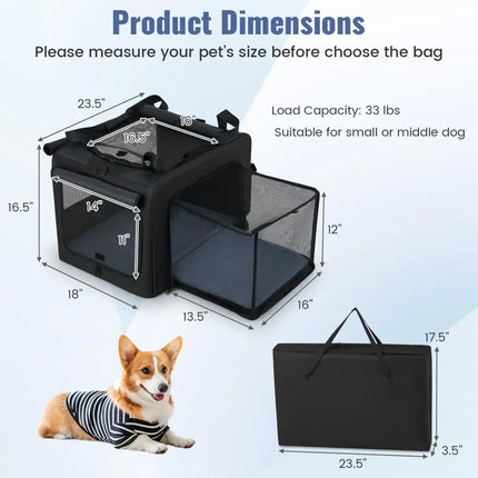 Portable Foldable Pet Carrying Bag with 2 Openings and Comfy Cushion - S - Oasis Home Essentials
