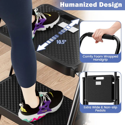 Portable Folding 3 Step Ladder with Wide Anti-Slip Pedal and Convenient Handle-Black - Black - Ladders