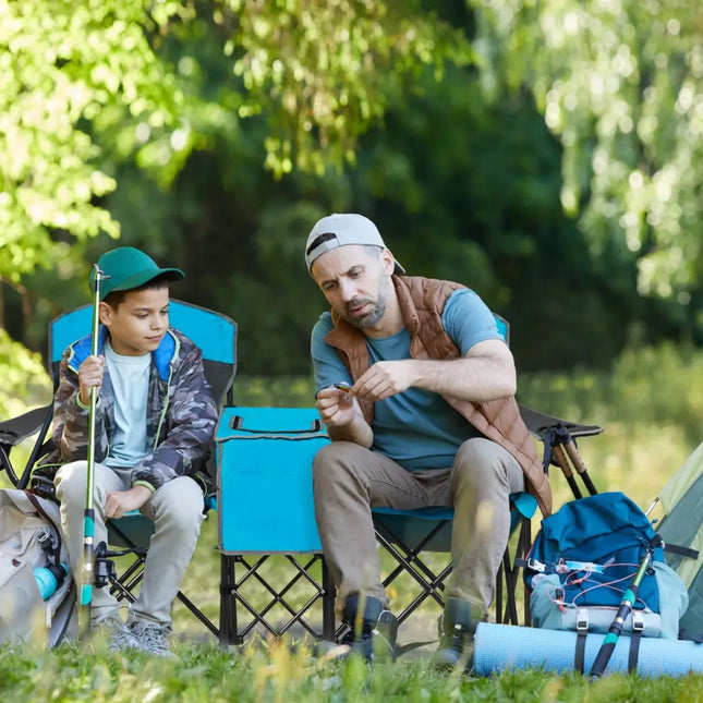 Portable Folding Camping Canopy Chairs with Cup Holder-Blue - Blue - Camping Furniture