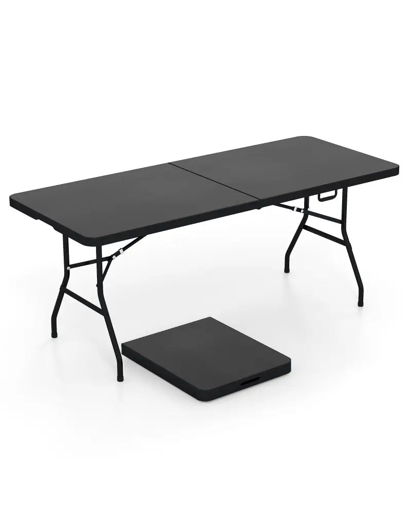 Portable Folding Camping Table with Carrying Handle-Black - Black - Camping Furniture