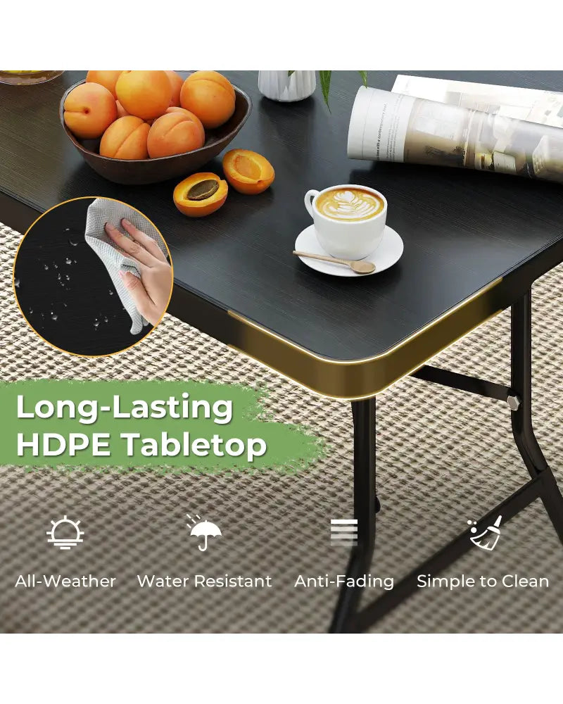Portable Folding Camping Table with Carrying Handle-Black - Black - Camping Furniture