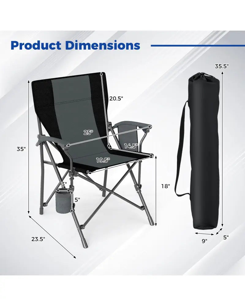 Portable Folding Oxford Cloth Camping Chair with Cup Holder and Side Pocket-Grey - Gray - Camping Furniture