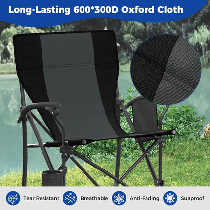 Portable Folding Oxford Cloth Camping Chair with Cup Holder and Side Pocket-Grey - Gray - Camping Furniture