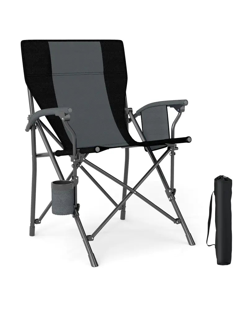 Portable Folding Oxford Cloth Camping Chair with Cup Holder and Side Pocket-Grey - Gray - Camping Furniture