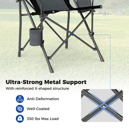 Portable Folding Oxford Cloth Camping Chair with Cup Holder and Side Pocket-Grey - Gray - Camping Furniture