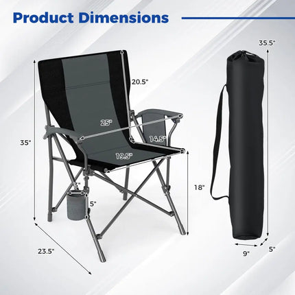 Portable Folding Oxford Cloth Camping Chair with Cup Holder and Side Pocket-Grey - Gray - Camping Furniture