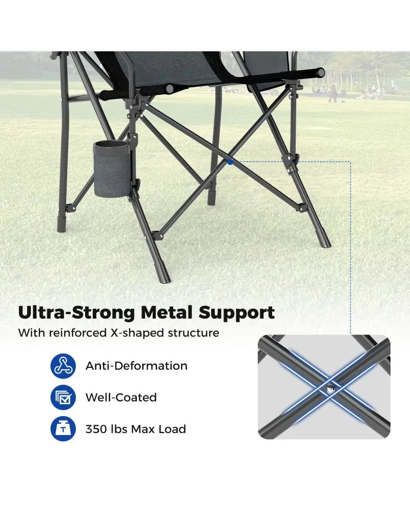 Portable Folding Oxford Cloth Camping Chair with Cup Holder and Side Pocket-Grey - Gray - Camping Furniture