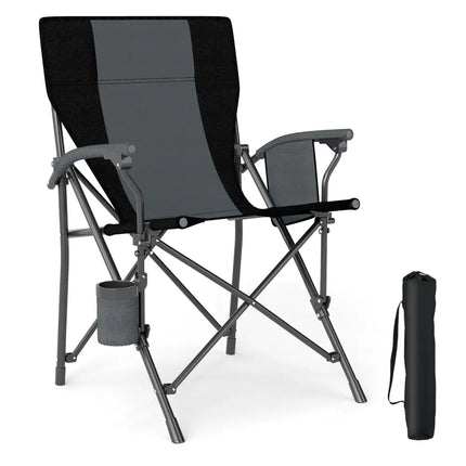 Portable Folding Oxford Cloth Camping Chair with Cup Holder and Side Pocket-Grey - Gray - Camping Furniture