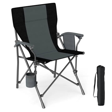 Portable Folding Oxford Cloth Camping Chair with Cup Holder and Side Pocket-Grey - Gray - Camping Furniture