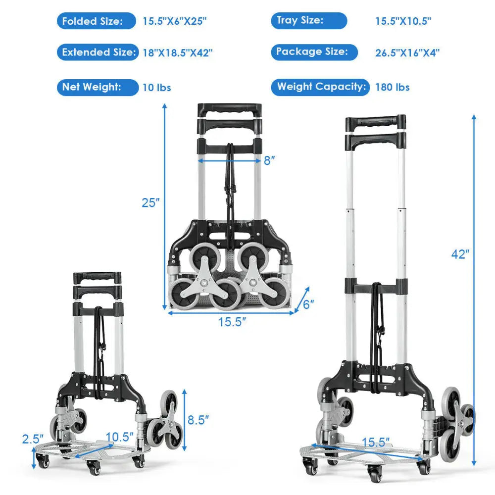 Portable Folding Stair Climbing Hand Truck - Kitchen Islands & Carts