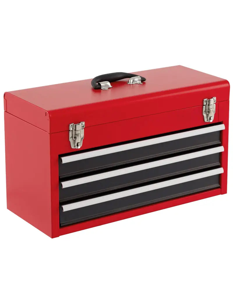 Portable Garage Mechanic Tool Cabinet Box with 3 Drawers-Black & Red - Black & Red - Garages