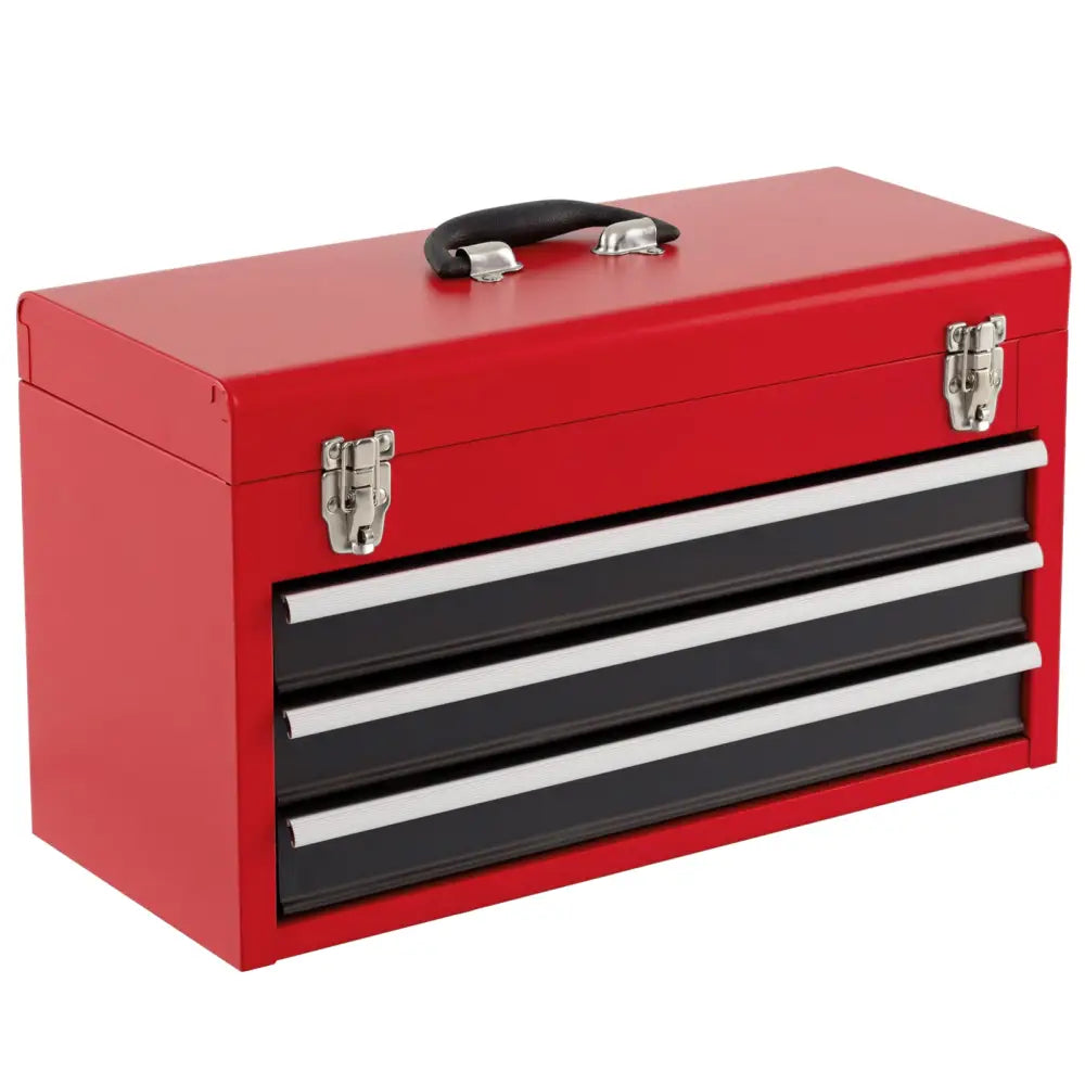 Portable Garage Mechanic Tool Cabinet Box with 3 Drawers-Black & Red - Black & Red - Garages