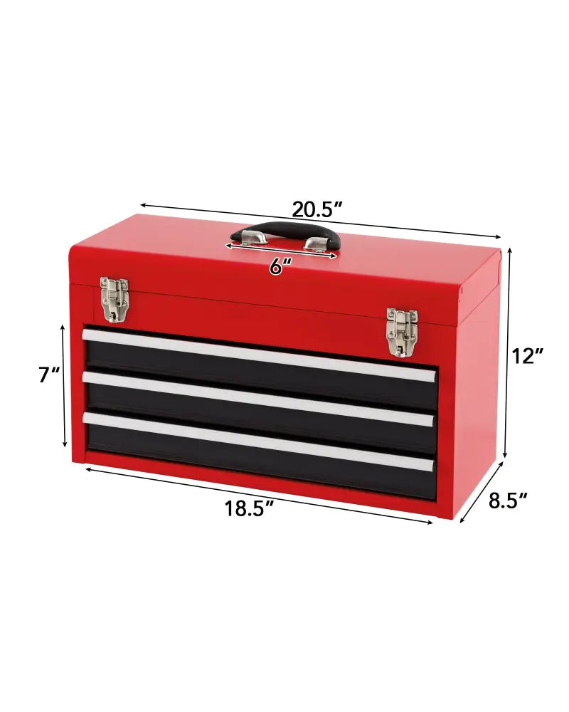 Portable Garage Mechanic Tool Cabinet Box with 3 Drawers-Black & Red - Black & Red - Garages