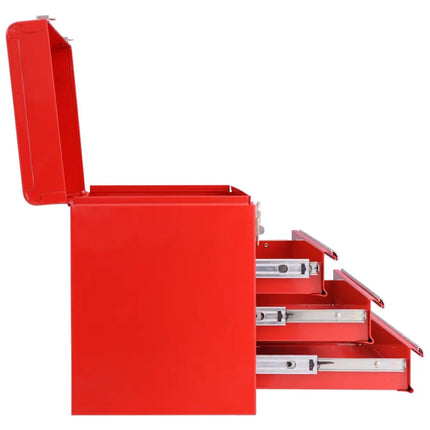 Portable Garage Mechanic Tool Cabinet Box with 3 Drawers-Red - Red - Garages
