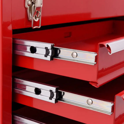 Portable Garage Mechanic Tool Cabinet Box with 3 Drawers-Red - Red - Garages