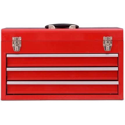 Portable Garage Mechanic Tool Cabinet Box with 3 Drawers-Red - Red - Garages