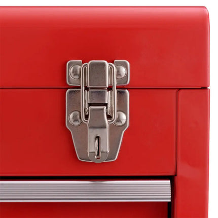 Portable Garage Mechanic Tool Cabinet Box with 3 Drawers-Red - Red - Garages