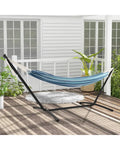 Portable Indoor Outdoor 2-Person Double Hammock Set with Stand and Carrying Cases-Blue - Blue - Hammocks