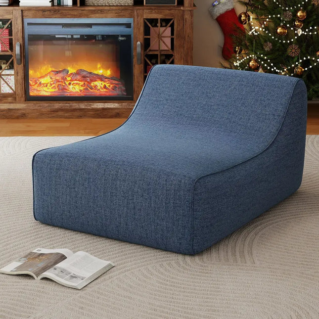 Portable L-Shaped Inflatable Lazy Sofa with Detachable Cover-Blue - Blue - Camping Furniture