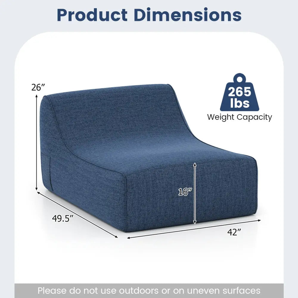 Portable L-Shaped Inflatable Lazy Sofa with Detachable Cover-Blue - Blue - Camping Furniture