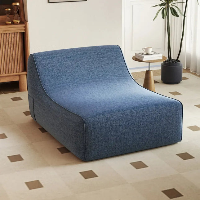 Portable L-Shaped Inflatable Lazy Sofa with Detachable Cover-Blue - Blue - Camping Furniture