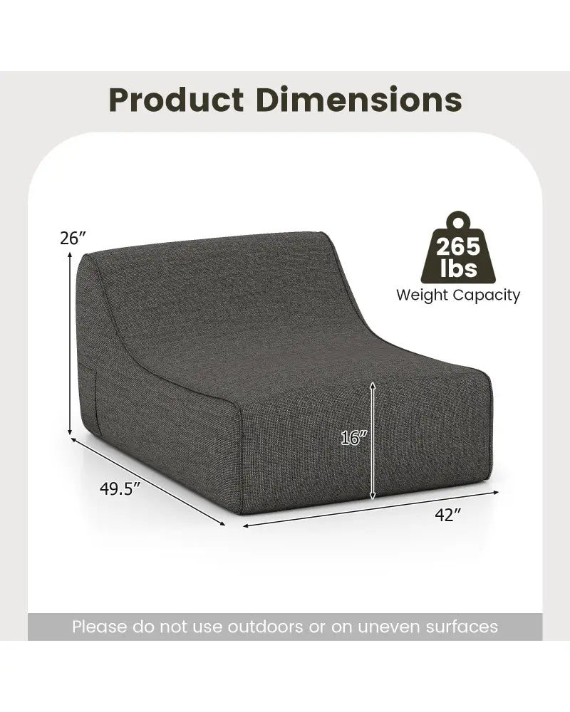 Portable L-Shaped Inflatable Lazy Sofa with Detachable Cover-Gray - Gray - Camping Furniture