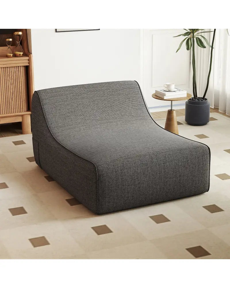 Portable L-Shaped Inflatable Lazy Sofa with Detachable Cover-Gray - Gray - Camping Furniture