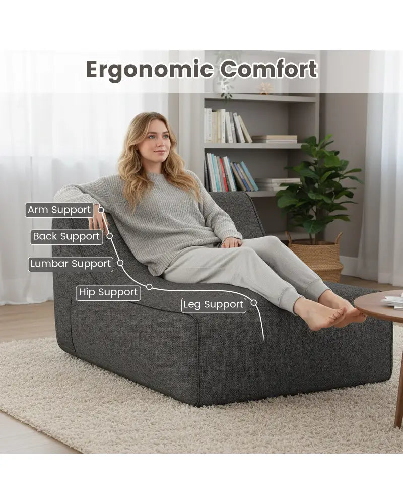 Portable L-Shaped Inflatable Lazy Sofa with Detachable Cover-Gray - Gray - Camping Furniture