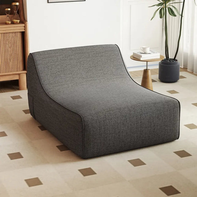 Portable L-Shaped Inflatable Lazy Sofa with Detachable Cover-Gray - Gray - Camping Furniture