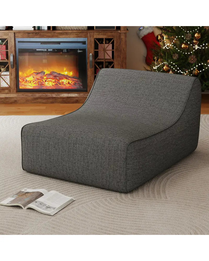 Portable L-Shaped Inflatable Lazy Sofa with Detachable Cover-Gray - Gray - Camping Furniture