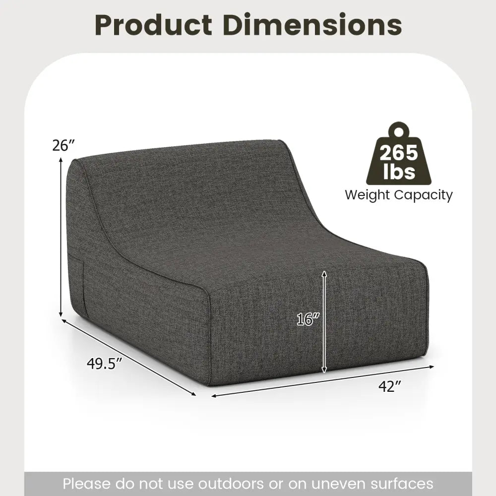 Portable L-Shaped Inflatable Lazy Sofa with Detachable Cover-Gray - Gray - Camping Furniture