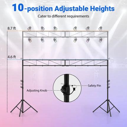 Portable Lighting Truss System Height Adjustable DJ Light Stand with 2 Folding Tripods - Outdoor Decor