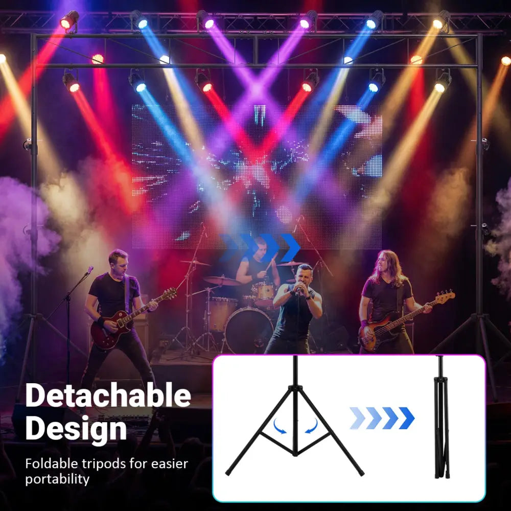 Portable Lighting Truss System Height Adjustable DJ Light Stand with 2 Folding Tripods - Outdoor Decor