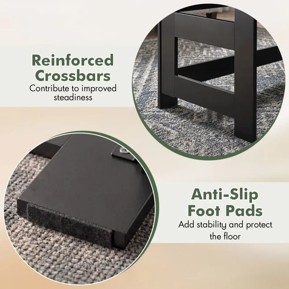 Portable Low Floor Table with Foldable Legs for Living Room-Black - Black - Coffee Tables
