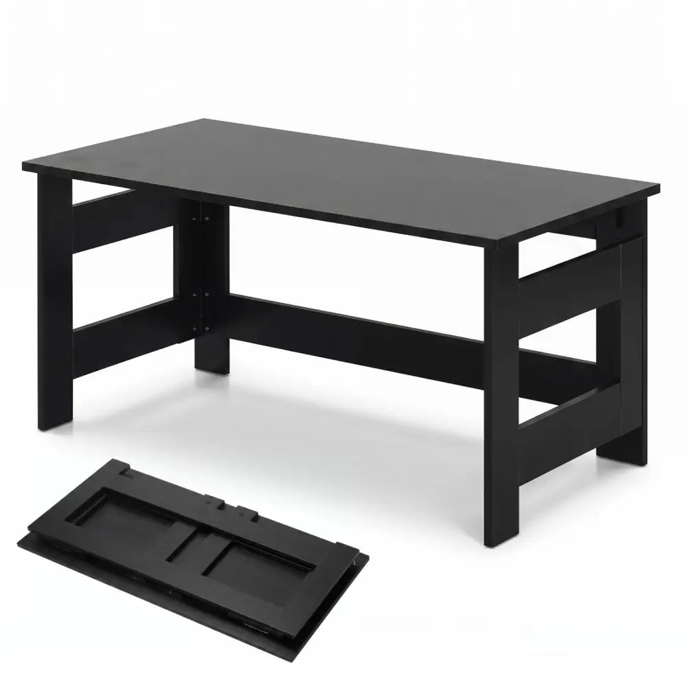 Portable Low Floor Table with Foldable Legs for Living Room-Black - Black - Coffee Tables