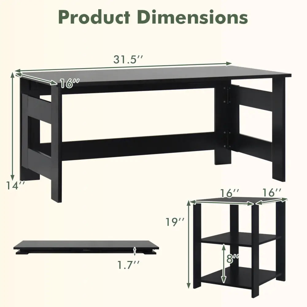 Portable Low Floor Table with Foldable Legs for Living Room-Black - Black - Coffee Tables