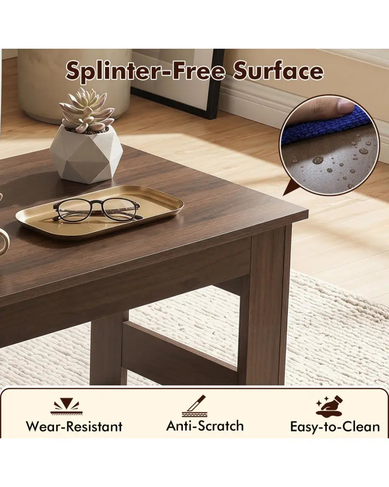 Portable Low Floor Table with Foldable Legs for Living Room-Brown - Brown - Coffee Tables