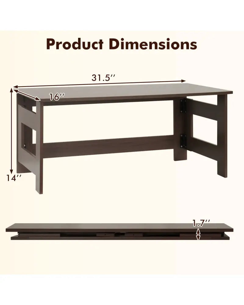 Portable Low Floor Table with Foldable Legs for Living Room-Brown - Brown - Coffee Tables