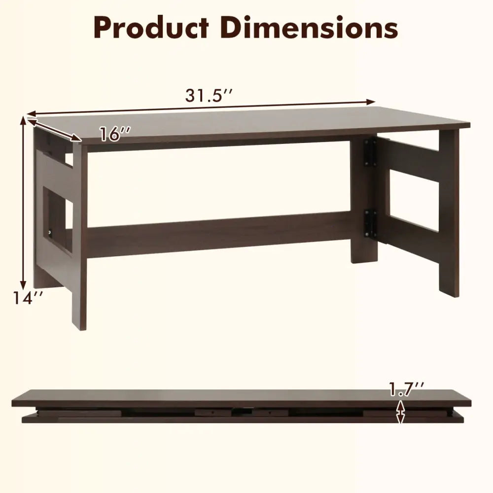 Portable Low Floor Table with Foldable Legs for Living Room-Brown - Brown - Coffee Tables