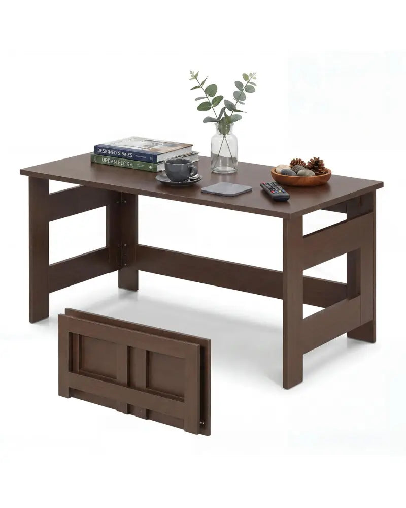 Portable Low Floor Table with Foldable Legs for Living Room-Brown - Brown - Coffee Tables