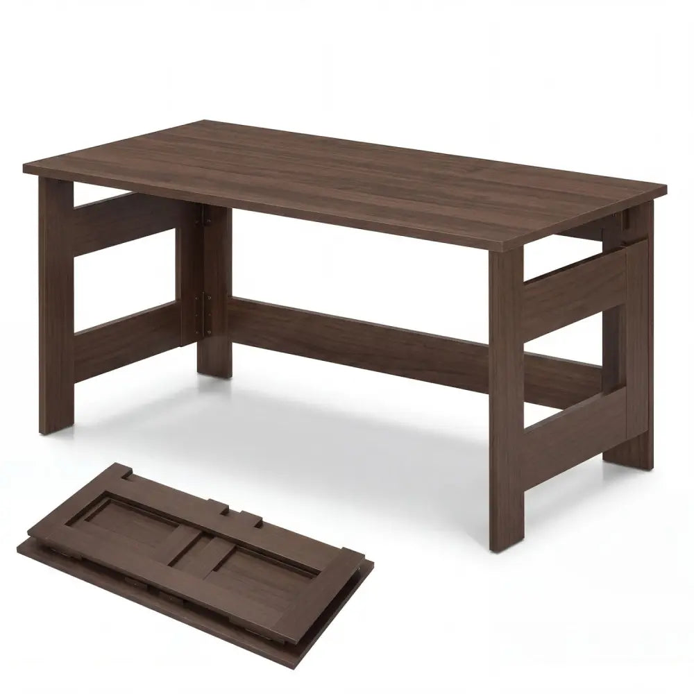 Portable Low Floor Table with Foldable Legs for Living Room-Brown - Brown - Coffee Tables